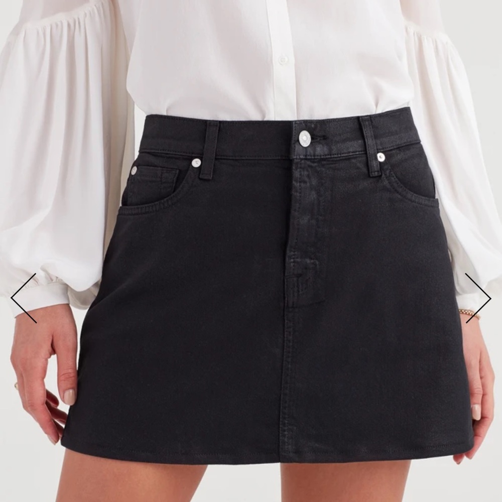 7 for All Mankind Mini Skirt in Black Coated - Size 29